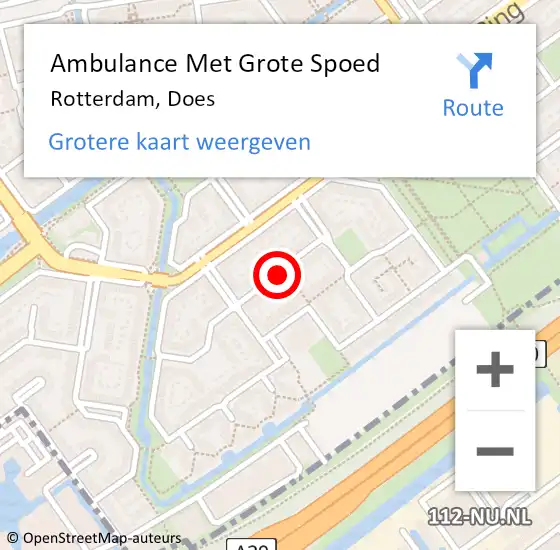 Locatie op kaart van de 112 melding: Ambulance Met Grote Spoed Naar Rotterdam, Does op 11 oktober 2022 14:12