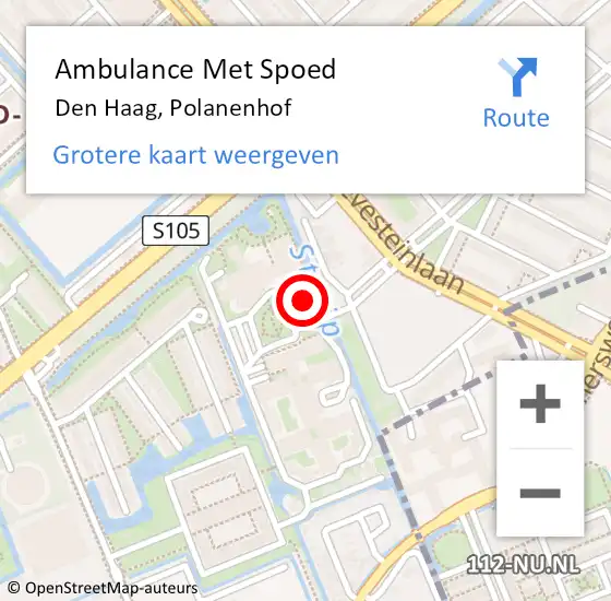 Locatie op kaart van de 112 melding: Ambulance Met Spoed Naar Den Haag, Polanenhof op 11 oktober 2022 14:43