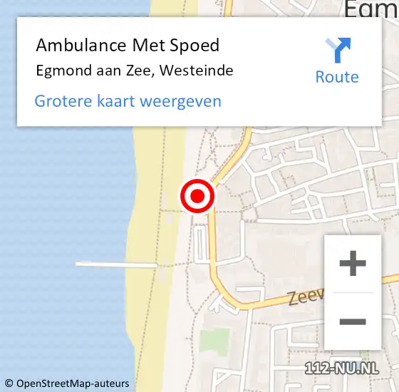 Locatie op kaart van de 112 melding: Ambulance Met Spoed Naar Egmond aan Zee, Westeinde op 11 oktober 2022 14:48