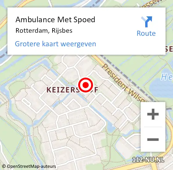 Locatie op kaart van de 112 melding: Ambulance Met Spoed Naar Rotterdam, Rijsbes op 11 oktober 2022 15:03