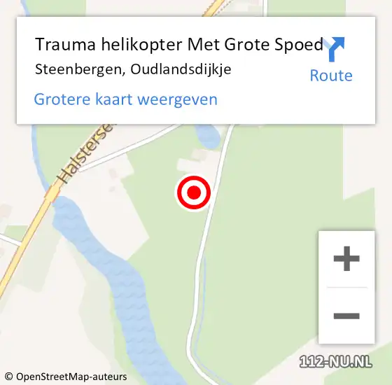Locatie op kaart van de 112 melding: Trauma helikopter Met Grote Spoed Naar Steenbergen, Oudlandsdijkje op 11 oktober 2022 15:16