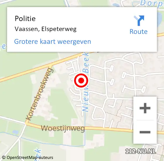 Locatie op kaart van de 112 melding: Politie Vaassen, Elspeterweg op 11 oktober 2022 15:18