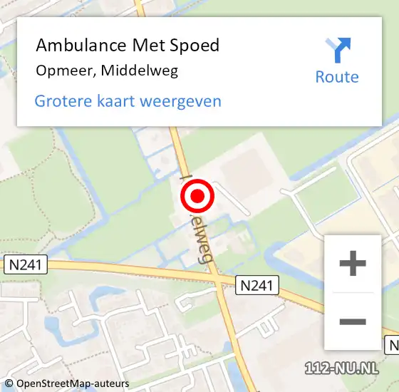 Locatie op kaart van de 112 melding: Ambulance Met Spoed Naar Opmeer, Middelweg op 11 oktober 2022 15:49
