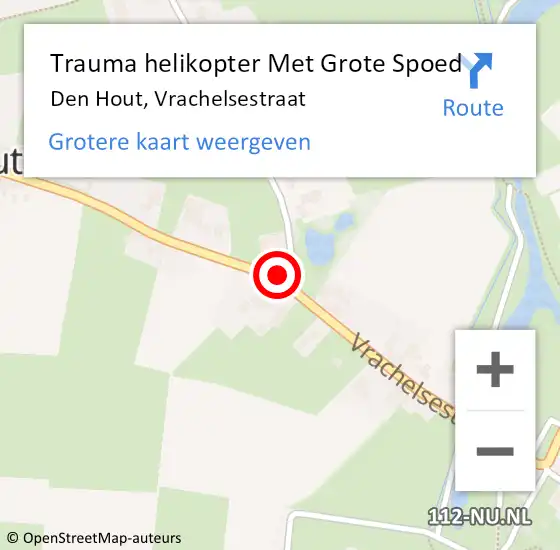 Locatie op kaart van de 112 melding: Trauma helikopter Met Grote Spoed Naar Den Hout, Vrachelsestraat op 11 oktober 2022 16:29