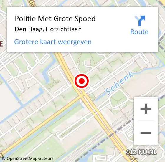 Locatie op kaart van de 112 melding: Politie Met Grote Spoed Naar Den Haag, Hofzichtlaan op 11 oktober 2022 16:50