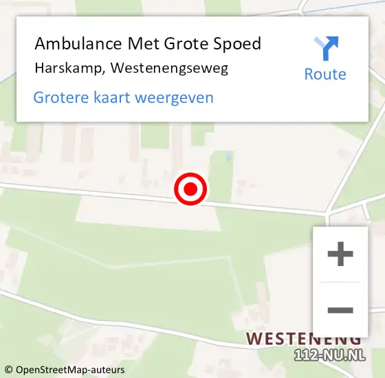 Locatie op kaart van de 112 melding: Ambulance Met Grote Spoed Naar Harskamp, Westenengseweg op 11 oktober 2022 17:21