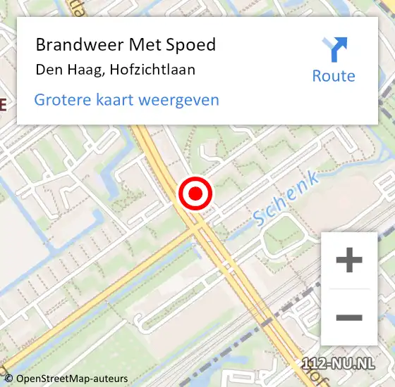 Locatie op kaart van de 112 melding: Brandweer Met Spoed Naar Den Haag, Hofzichtlaan op 11 oktober 2022 17:25