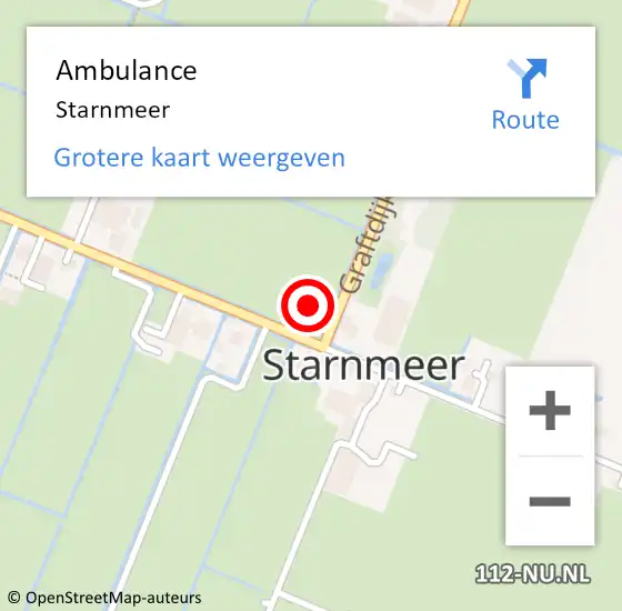 Locatie op kaart van de 112 melding: Ambulance Starnmeer op 11 oktober 2022 17:32
