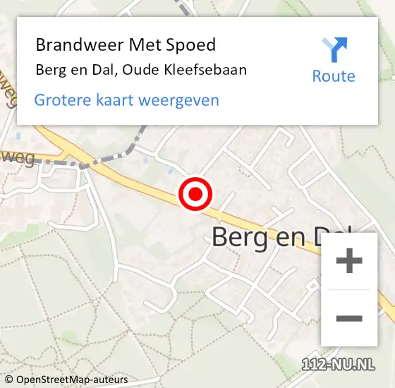 Locatie op kaart van de 112 melding: Brandweer Met Spoed Naar Berg en Dal, Oude Kleefsebaan op 11 oktober 2022 18:43