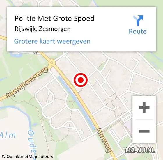 Locatie op kaart van de 112 melding: Politie Met Grote Spoed Naar Rijswijk, Zesmorgen op 11 oktober 2022 21:52