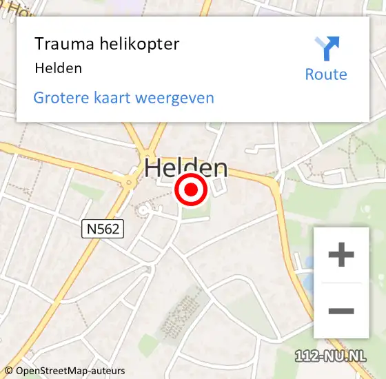 Locatie op kaart van de 112 melding: Trauma helikopter Helden op 12 oktober 2022 00:31