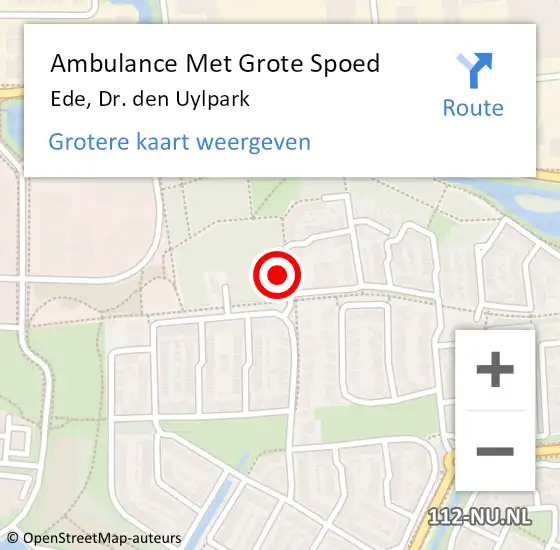 Locatie op kaart van de 112 melding: Ambulance Met Grote Spoed Naar Ede, Dr. den Uylpark op 12 oktober 2022 02:29