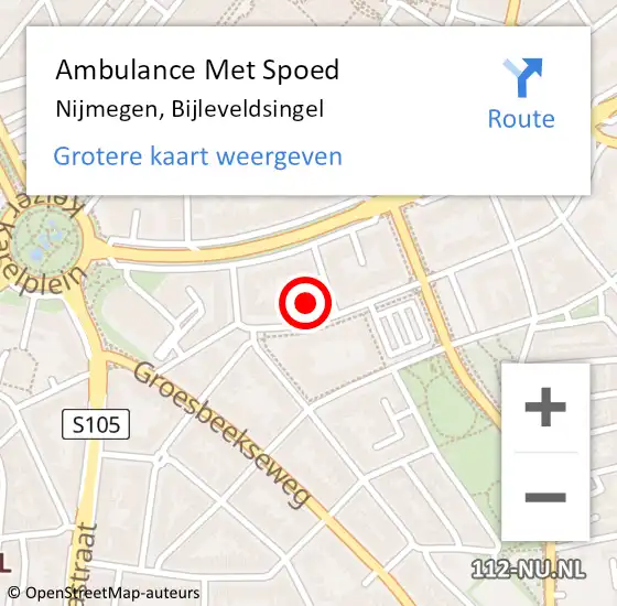 Locatie op kaart van de 112 melding: Ambulance Met Spoed Naar Nijmegen, Bijleveldsingel op 12 oktober 2022 03:35