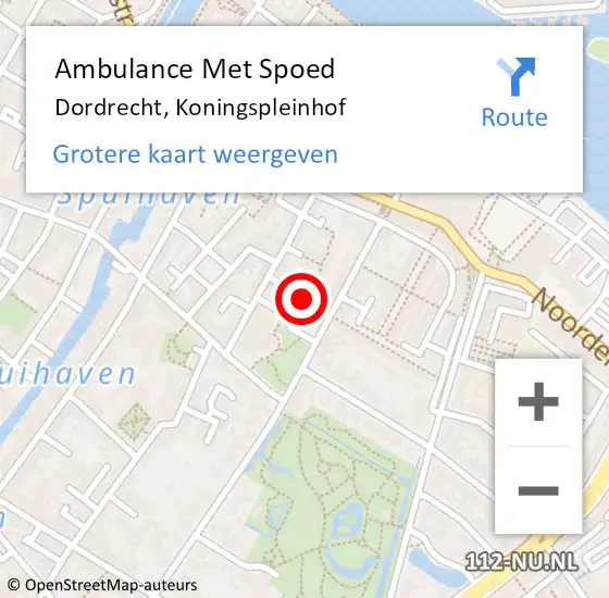 Locatie op kaart van de 112 melding: Ambulance Met Spoed Naar Dordrecht, Koningspleinhof op 12 oktober 2022 06:10