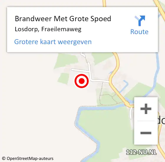Locatie op kaart van de 112 melding: Brandweer Met Grote Spoed Naar Losdorp, Fraeilemaweg op 12 oktober 2022 08:50
