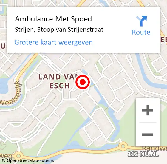 Locatie op kaart van de 112 melding: Ambulance Met Spoed Naar Strijen, Stoop van Strijenstraat op 12 oktober 2022 09:24
