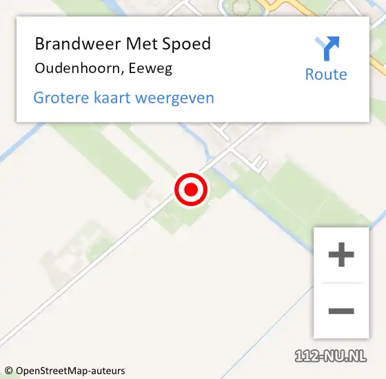Locatie op kaart van de 112 melding: Brandweer Met Spoed Naar Oudenhoorn, Eeweg op 12 oktober 2022 09:56