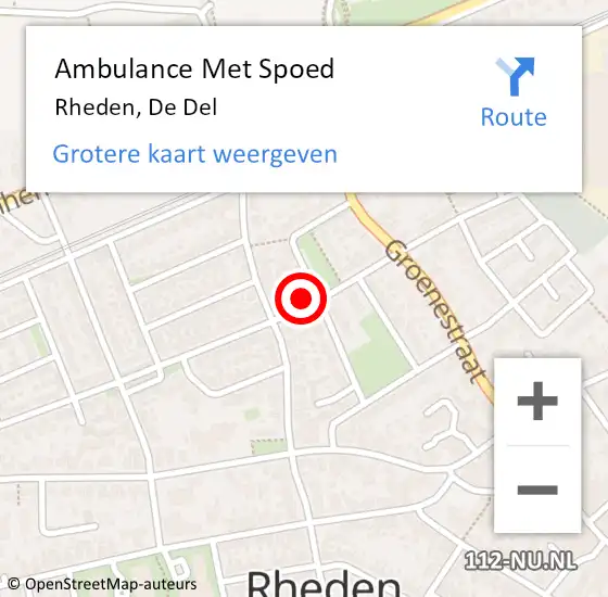Locatie op kaart van de 112 melding: Ambulance Met Spoed Naar Rheden, De Del op 12 oktober 2022 09:59