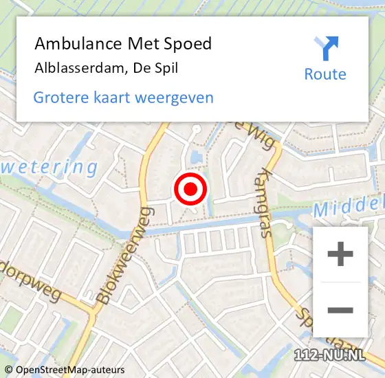 Locatie op kaart van de 112 melding: Ambulance Met Spoed Naar Alblasserdam, De Spil op 12 oktober 2022 10:19