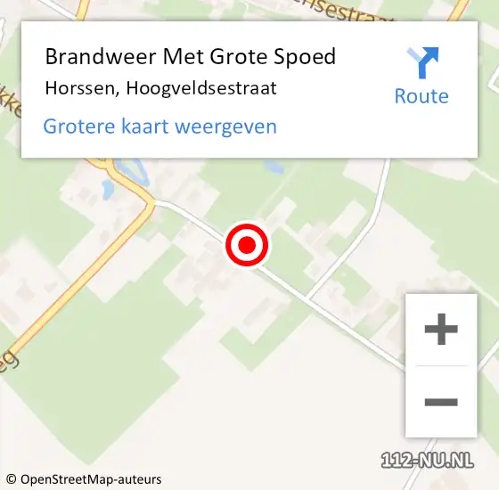Locatie op kaart van de 112 melding: Brandweer Met Grote Spoed Naar Horssen, Hoogveldsestraat op 12 oktober 2022 11:03