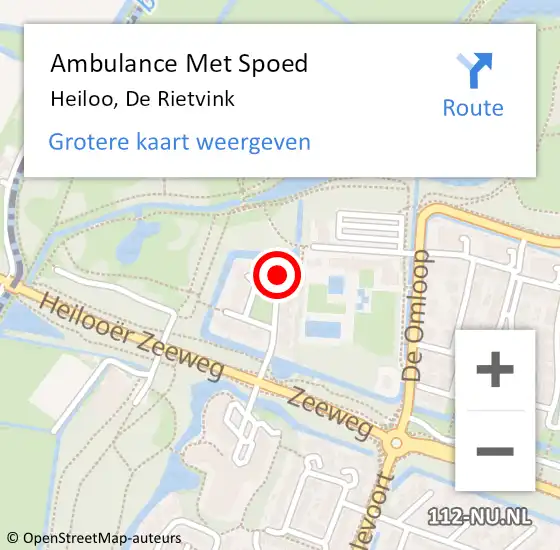 Locatie op kaart van de 112 melding: Ambulance Met Spoed Naar Heiloo, De Rietvink op 12 oktober 2022 11:37
