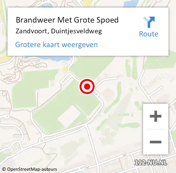 Locatie op kaart van de 112 melding: Brandweer Met Grote Spoed Naar Zandvoort, Duintjesveldweg op 12 oktober 2022 12:03