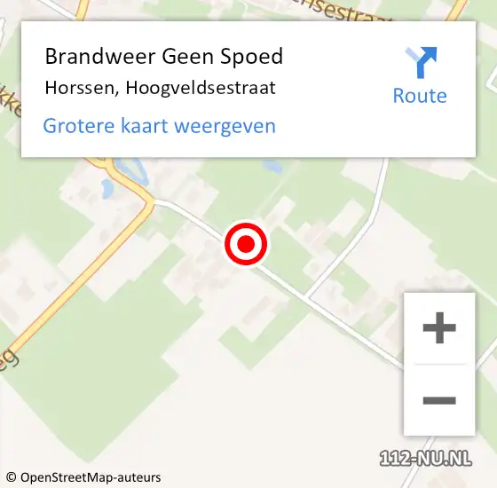 Locatie op kaart van de 112 melding: Brandweer Geen Spoed Naar Horssen, Hoogveldsestraat op 12 oktober 2022 12:04