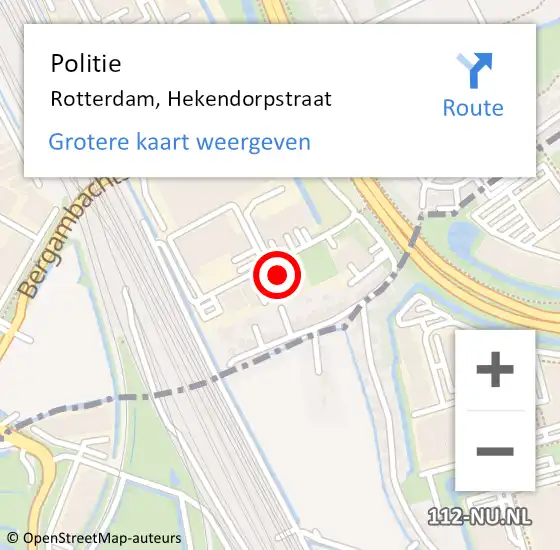 Locatie op kaart van de 112 melding: Politie Rotterdam, Hekendorpstraat op 12 oktober 2022 12:12