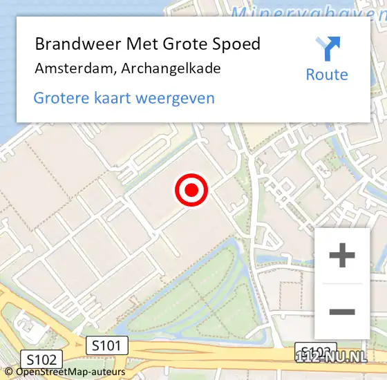 Locatie op kaart van de 112 melding: Brandweer Met Grote Spoed Naar Amsterdam, Archangelkade op 12 oktober 2022 12:20