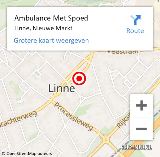 Locatie op kaart van de 112 melding: Ambulance Met Spoed Naar Linne, Nieuwe Markt op 12 oktober 2022 12:29
