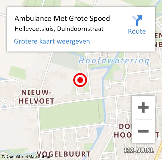 Locatie op kaart van de 112 melding: Ambulance Met Grote Spoed Naar Hellevoetsluis, Duindoornstraat op 12 oktober 2022 13:20