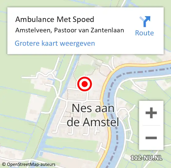 Locatie op kaart van de 112 melding: Ambulance Met Spoed Naar Amstelveen, Pastoor van Zantenlaan op 12 oktober 2022 13:50