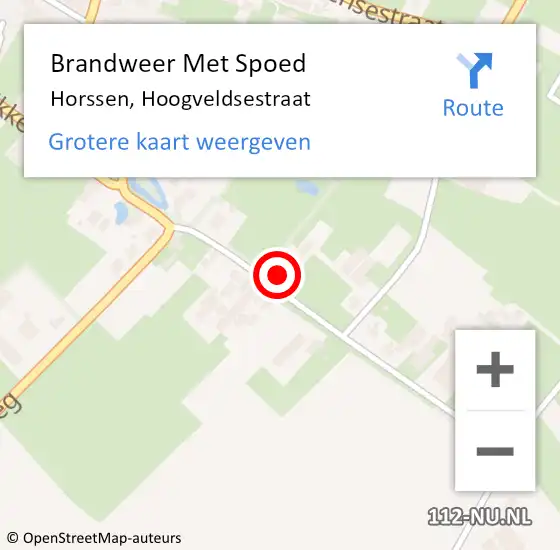 Locatie op kaart van de 112 melding: Brandweer Met Spoed Naar Horssen, Hoogveldsestraat op 12 oktober 2022 14:11