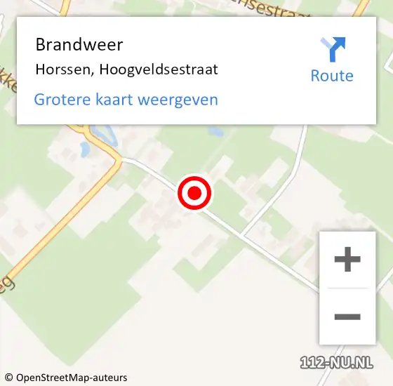 Locatie op kaart van de 112 melding: Brandweer Horssen, Hoogveldsestraat op 12 oktober 2022 14:26