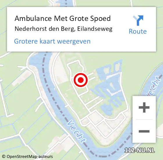 Locatie op kaart van de 112 melding: Ambulance Met Grote Spoed Naar Nederhorst den Berg, Eilandseweg op 12 oktober 2022 16:42