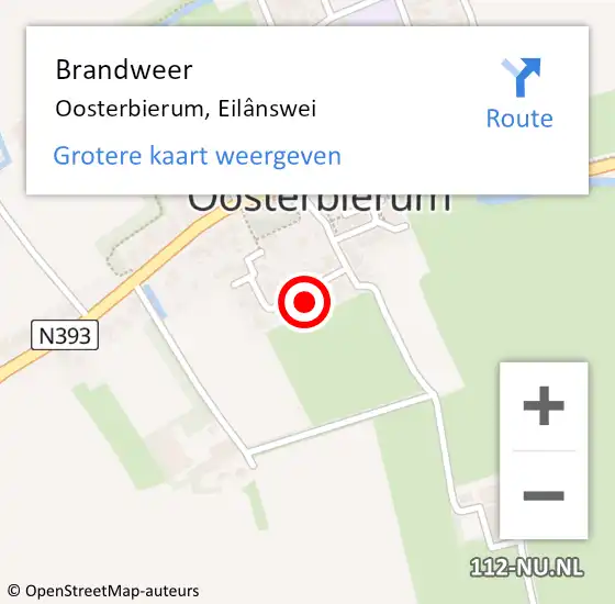 Locatie op kaart van de 112 melding: Brandweer Oosterbierum, Eilânswei op 12 oktober 2022 18:31