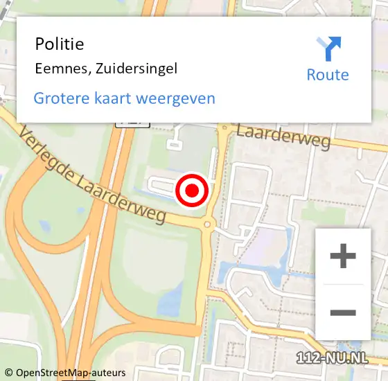 Locatie op kaart van de 112 melding: Politie Eemnes, Zuidersingel op 12 oktober 2022 20:56