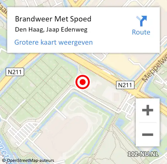 Locatie op kaart van de 112 melding: Brandweer Met Spoed Naar Den Haag, Jaap Edenweg op 12 oktober 2022 21:13
