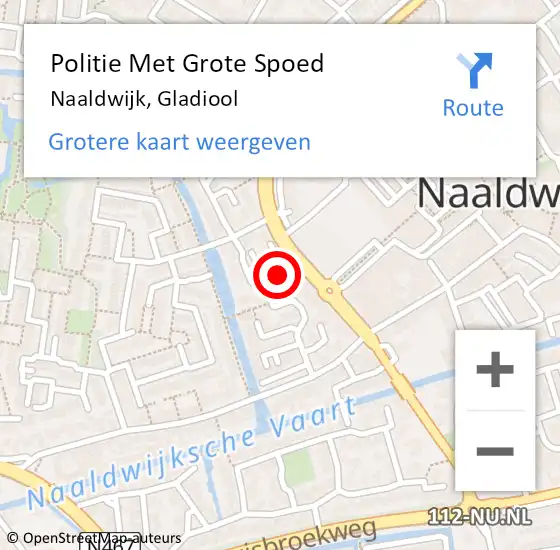 Locatie op kaart van de 112 melding: Politie Met Grote Spoed Naar Naaldwijk, Gladiool op 12 oktober 2022 23:15