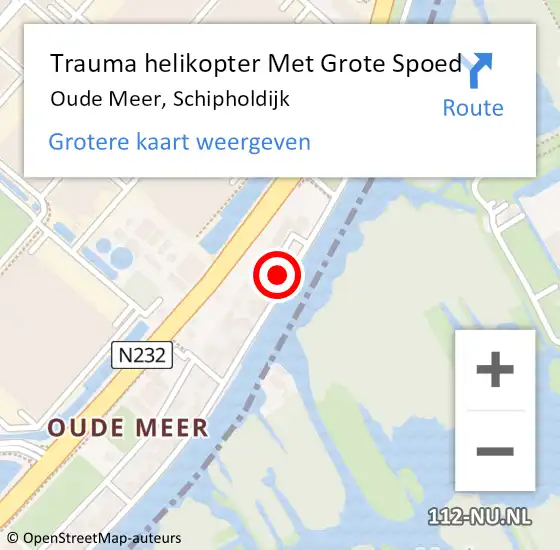 Locatie op kaart van de 112 melding: Trauma helikopter Met Grote Spoed Naar Oude Meer, Schipholdijk op 13 oktober 2022 02:03