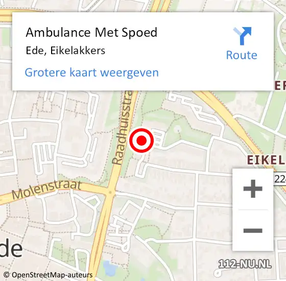 Locatie op kaart van de 112 melding: Ambulance Met Spoed Naar Ede, Eikelakkers op 13 oktober 2022 04:58