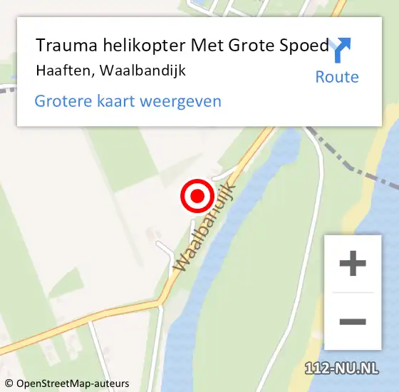 Locatie op kaart van de 112 melding: Trauma helikopter Met Grote Spoed Naar Haaften, Waalbandijk op 13 oktober 2022 10:01