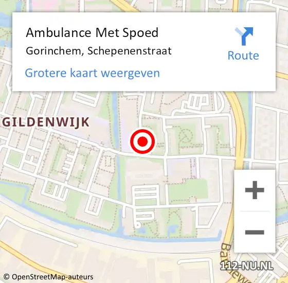 Locatie op kaart van de 112 melding: Ambulance Met Spoed Naar Gorinchem, Schepenenstraat op 13 oktober 2022 11:36