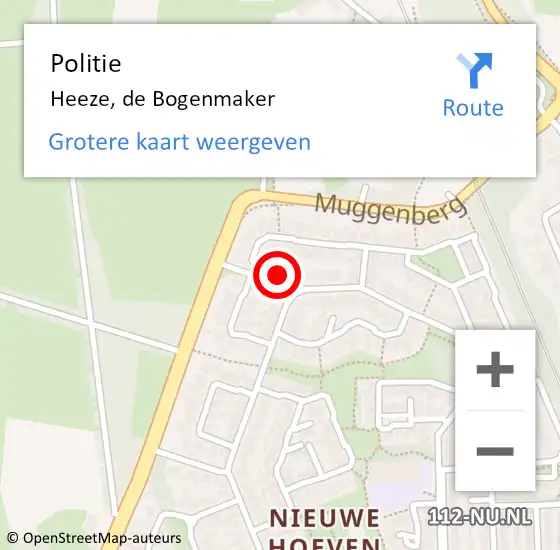 Locatie op kaart van de 112 melding: Politie Heeze, de Bogenmaker op 13 oktober 2022 13:57