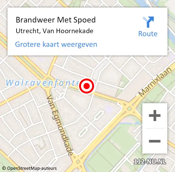Locatie op kaart van de 112 melding: Brandweer Met Spoed Naar Utrecht, Van Hoornekade op 13 oktober 2022 15:17