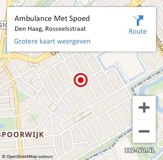 Locatie op kaart van de 112 melding: Ambulance Met Spoed Naar Den Haag, Rosseelsstraat op 13 oktober 2022 15:58