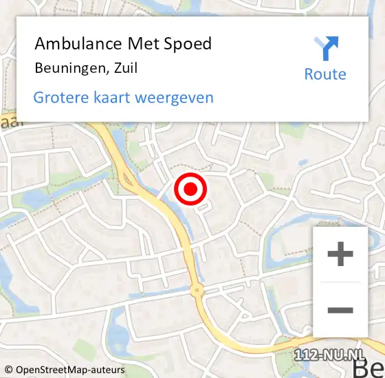Locatie op kaart van de 112 melding: Ambulance Met Spoed Naar Beuningen, Zuil op 13 oktober 2022 16:40