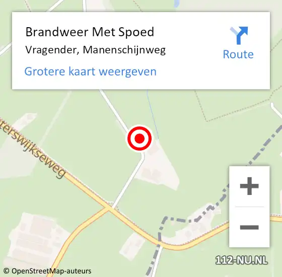 Locatie op kaart van de 112 melding: Brandweer Met Spoed Naar Vragender, Manenschijnweg op 13 oktober 2022 16:48