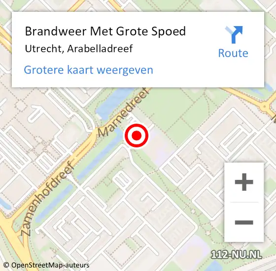 Locatie op kaart van de 112 melding: Brandweer Met Grote Spoed Naar Utrecht, Arabelladreef op 13 oktober 2022 17:34