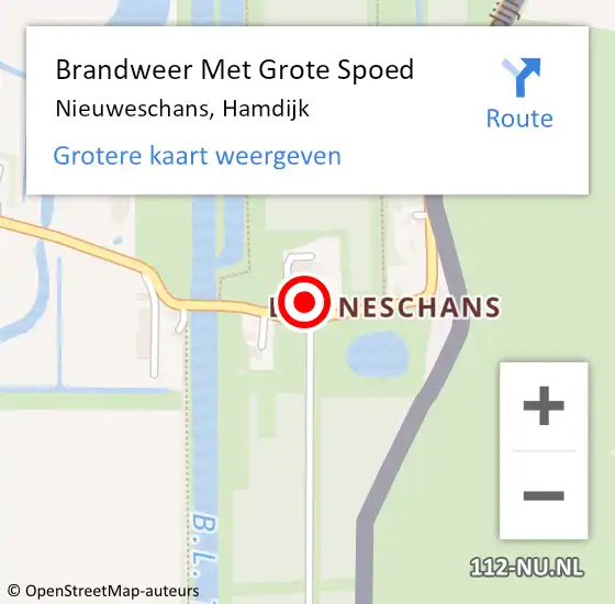 Locatie op kaart van de 112 melding: Brandweer Met Grote Spoed Naar Nieuweschans, Hamdijk op 13 oktober 2022 17:48